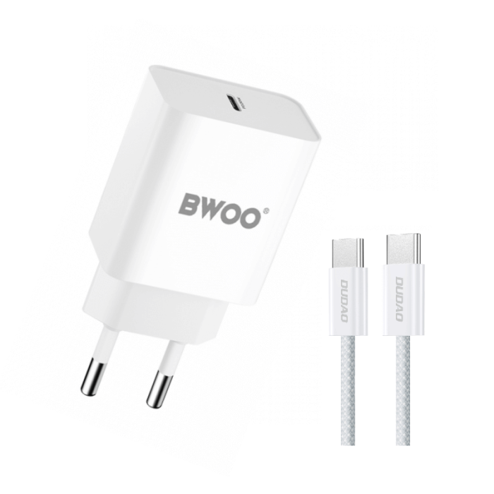 Dudao - iPhone 15 Pro Max Laddare - 2M Kabel & Väggladdare 20W - Dudao