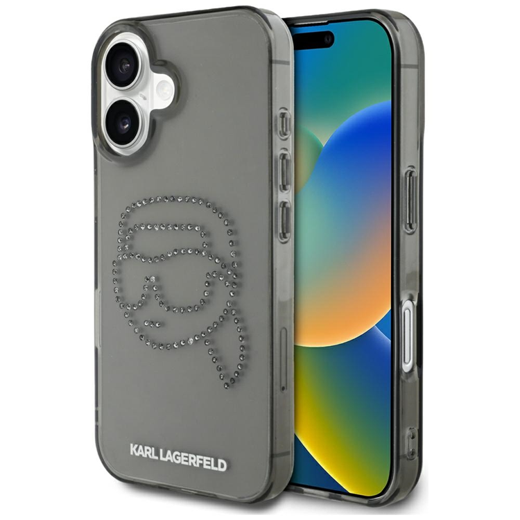 Karl Lagerfeld iPhone 16 Mobilskal Rhinestones Karl Head - Svart | 2353 | AlltMobil