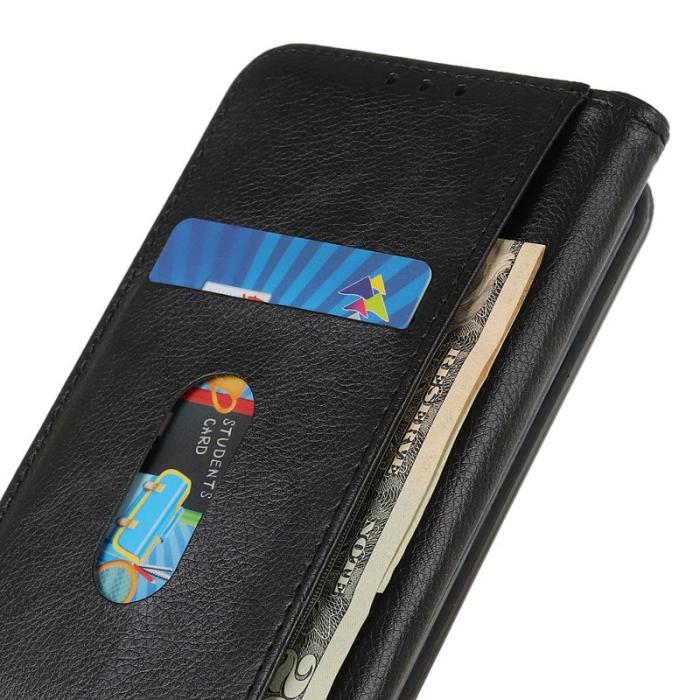 OEM - Samsung Galaxy S26 Ultra Plånboksfodral Äkta Läder Litchi Textur - Svart