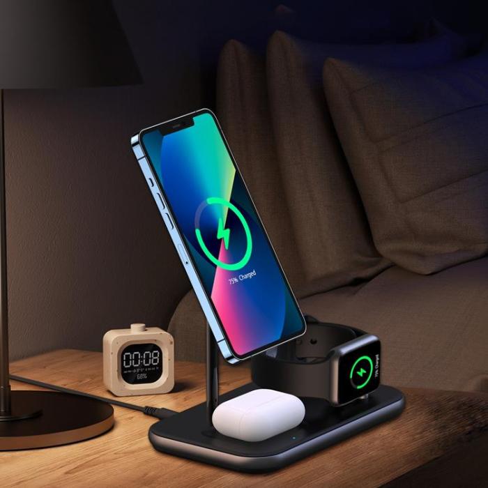 Choetech - Choetech 3-in-1 Trådlös Laddare Induktionsladdare För iPhone - Grå