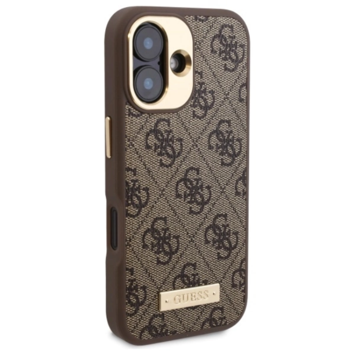 Guess - Guess iPhone 16 Plus Mobilskal MagSafe 4G Logo Plate - Brun