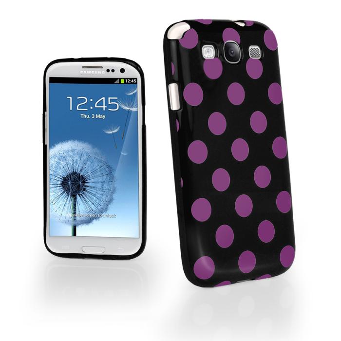 OEM - Polka dot FlexiCase Skal till Samsung Galaxy S3 i9300 (Svart Lila)