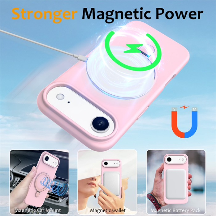 A-One Brand - iPhone Air Mobiskal MagSafe Kickstand PC + Silikon - Grå Rosa