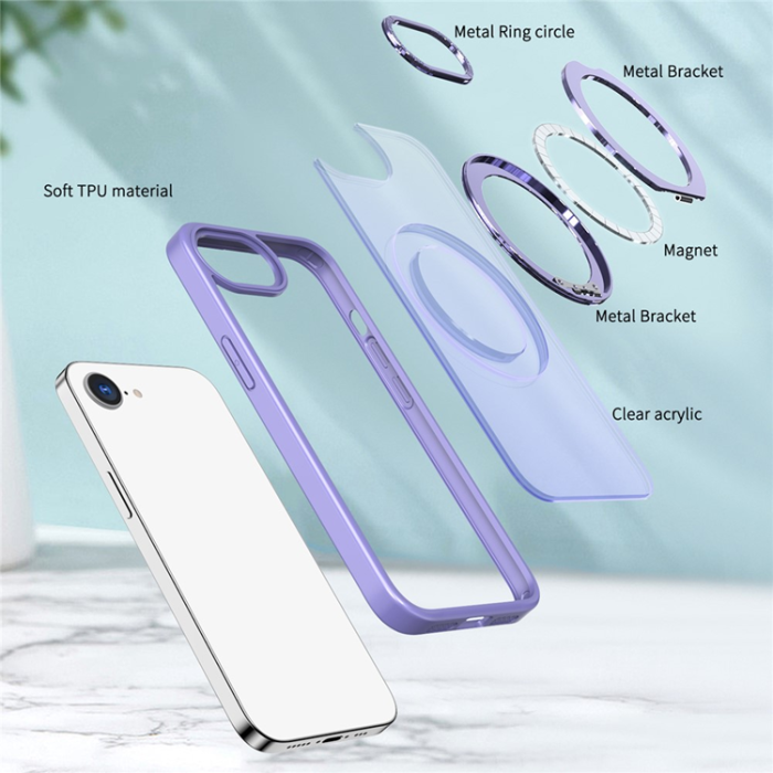 OEM - iPhone 16e Mobilskal MagSafe TPU + Acrylic Kickstand - Ljuslila