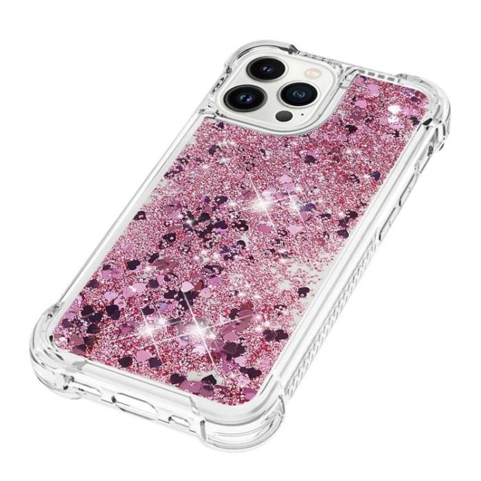 OEM - iPhone 14 Pro Max Skal Liquid Floating Glitter - Rosa Guld