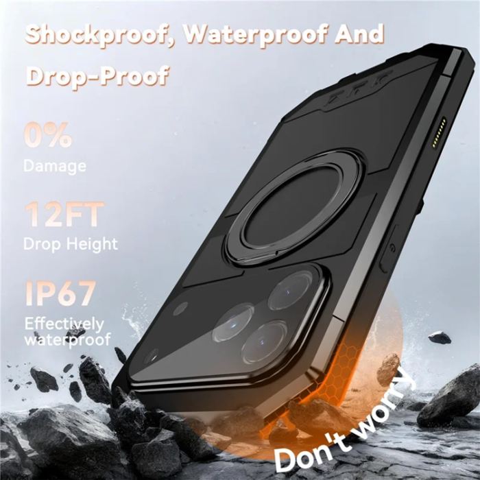 R-JUST - R-JUST iPhone 17 Pro Max Mobilskal Magsafe Kickstand