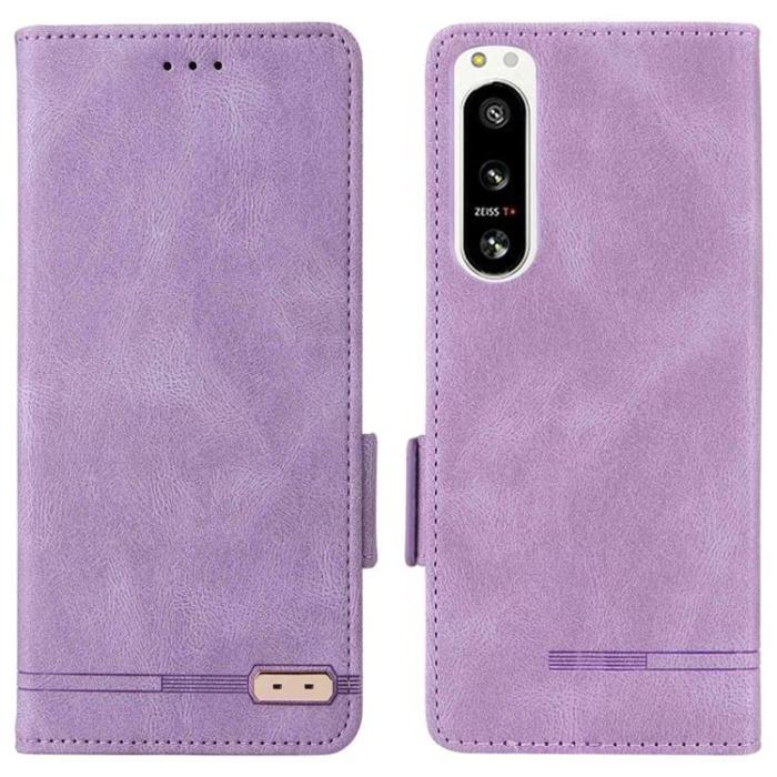 UTGATT1 - Sony Xperia 5 IV Plånboksfodral Decor Magnetic Clasp - Lila