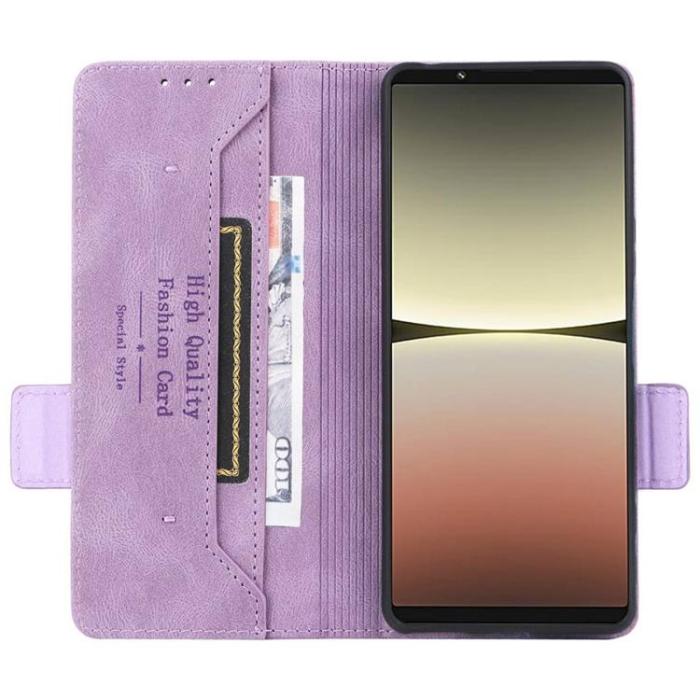 UTGATT1 - Sony Xperia 5 IV Plånboksfodral Decor Magnetic Clasp - Lila