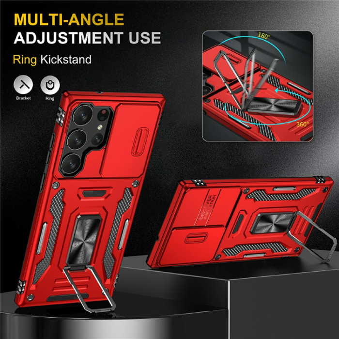 A-One Brand - Galaxy S25 Ultra Mobilskal Kickstand Slide - Röd