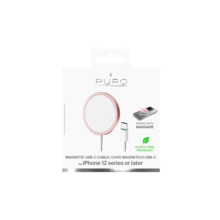 Puro - Puro MagSafe Magnetico Trådlös Laddare 1m - Rosa