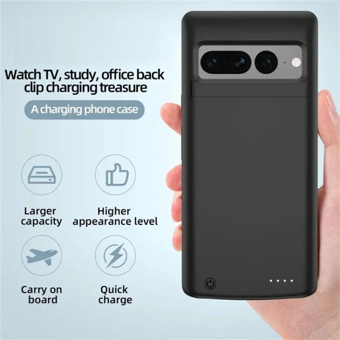 A-One Brand - Google Pixel 7 Pro Batteriskal 10000mAh Med Kickstand - Svart