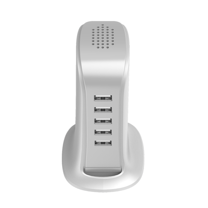OEM - Laddare 5x USB med Inbyggd Strömkabel EU - Vit