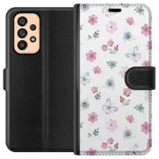 Gustaf - Pl&aring;nboksfodral till Samsung Galaxy A53 5G med Blommor och fj&auml;rillar