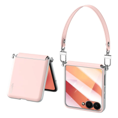 SULADA - SULADA Galaxy Z Flip 7 Mobilskal med Rem Läder - Rosa