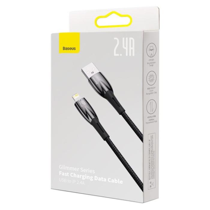 BASEUS - Baseus USB-A till Lightning kabel 2.4 A 2m - Svart