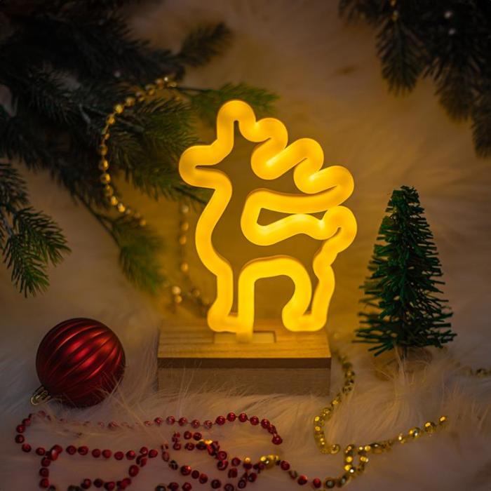 Forever Light - Forever Light LED Neon Wood Stand DEER FLNW02 - Varmvit