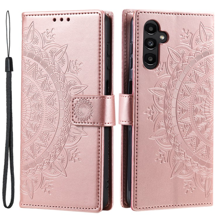 OEM - Galaxy A24 4G Plånboksfodral Imprinted Mandala Flower - Rosa Guld