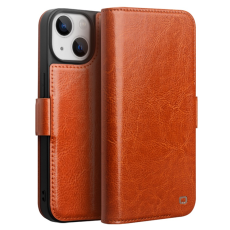 QIALINO - QIALINO iPhone 13 Plånboksfodral Äkta läder Flip - Ljusbrun