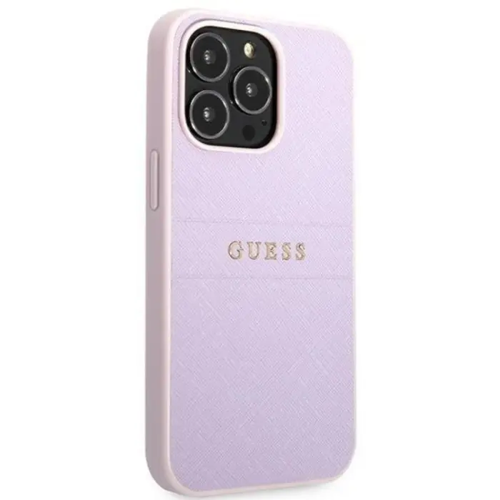 Guess - Guess iPhone 13 Pro Skal Saffiano Hot Stamp & Metal Logo - Lila