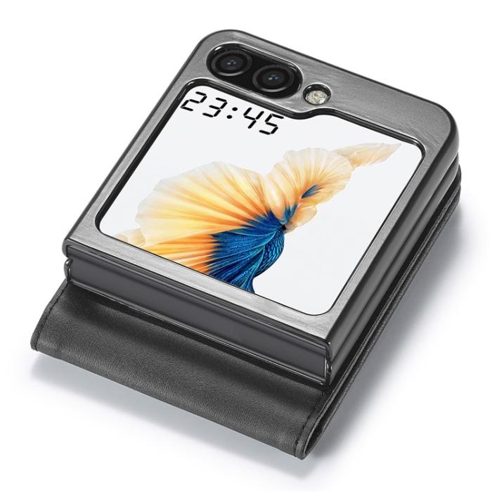 LC.imeeke - LC.IMEEKE Galaxy Z Flip 5 Mobilskal Korthållare Calf - Svart