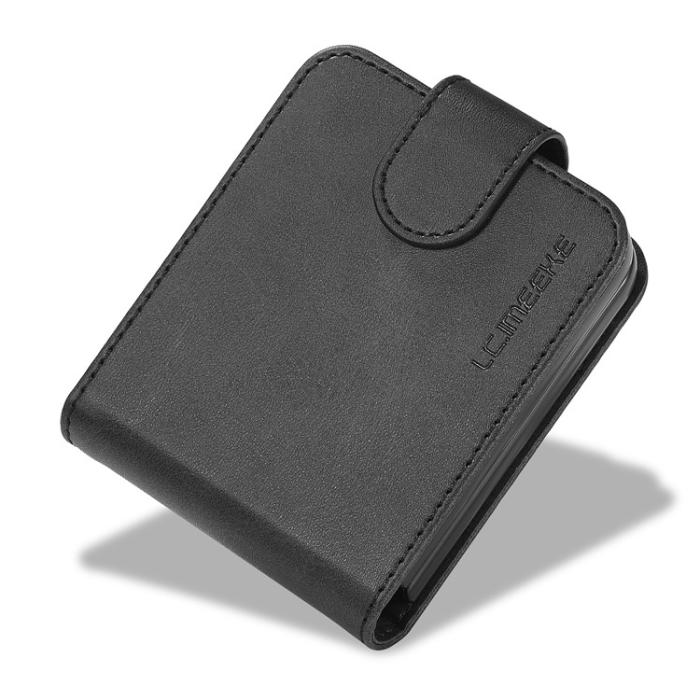 LC.imeeke - LC.IMEEKE Galaxy Z Flip 5 Mobilskal Korthållare Calf - Svart