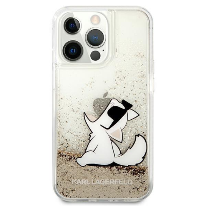 UTGATT1 - Karl Lagerfeld iPhone 13 Pro Skal Liquid Glitter - Guld