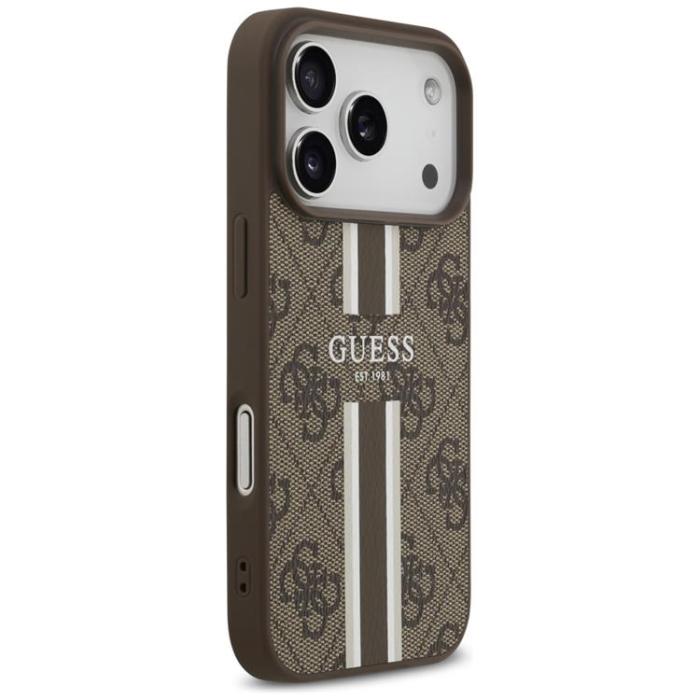 Guess - Guess iPhone 17 Pro Mobilskal MagSafe 4G Printed Stripes - Brun