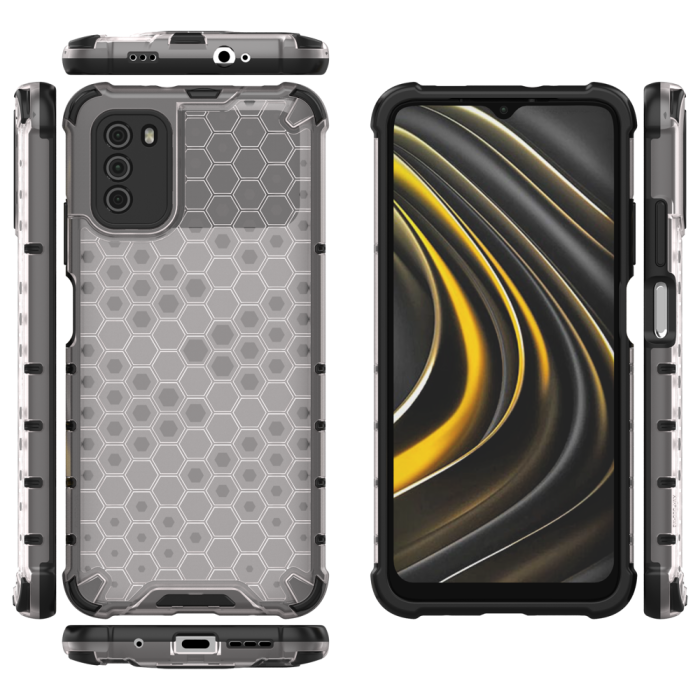 OEM - Honeycomb Armor Bumper Skal Xiaomi Poco M3 / Redmi 9t - Transparent
