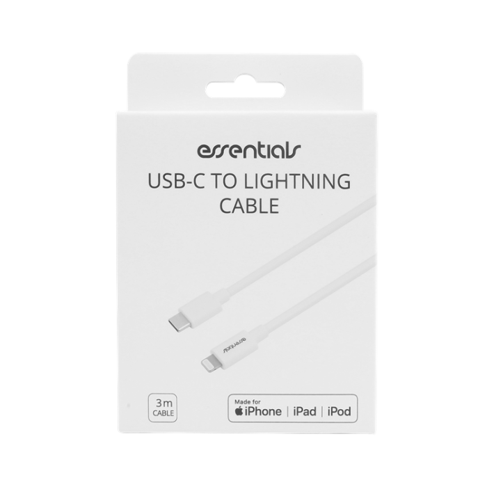 UTGATT1 - Essentials USB-C Till Lightning MFi 60 W Kabel 3m - Vit