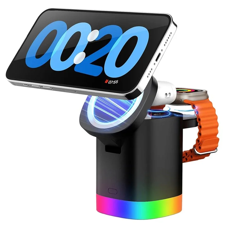 3in1 MagSafe Trådlös Laddare iPhone Apple Watch Airpods (Svart) | 505295 | AlltMobil