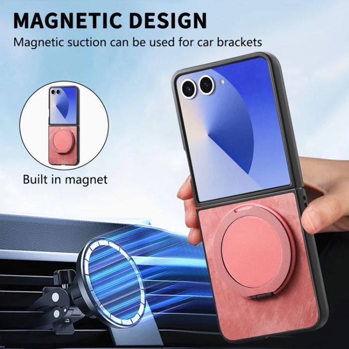 A-One Brand - Galaxy Z Flip 7 Mobilskal Magsafe Roterande Kickstand - Rosa
