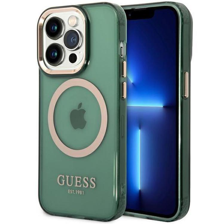 Guess iPhone 14 Pro Max Mobilskal Magsafe Guld Outline - Khaki | 2353 | AlltMobil