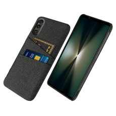 A-One Brand - Sony Xperia 1 VII Mobilskal med Dual Kortfack Tyg + PC - Svart