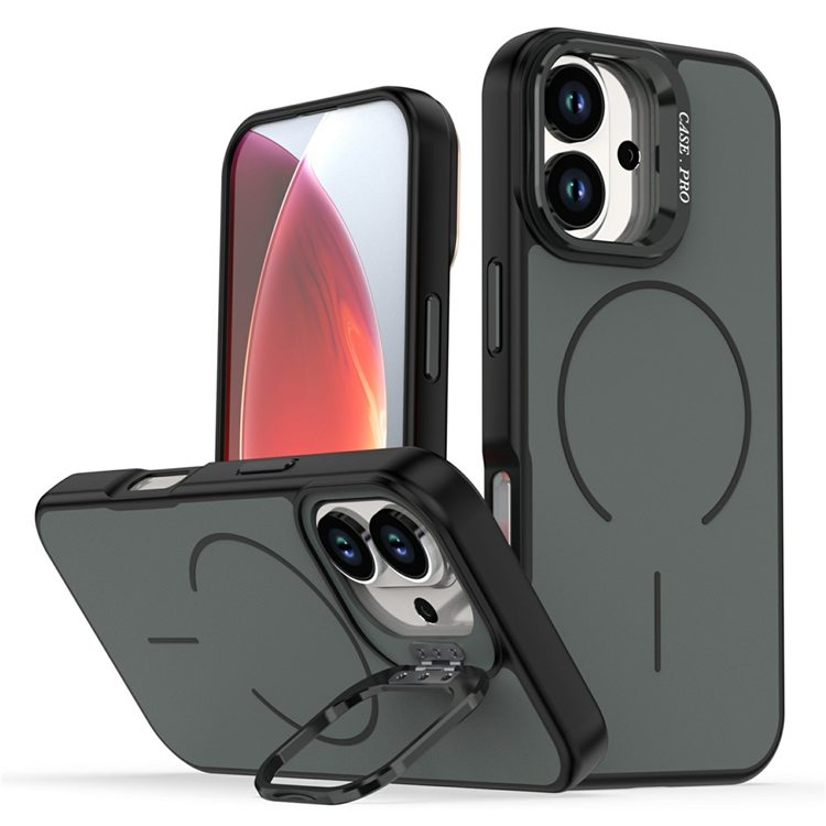 iPhone 17 Mobilskal MagSafe Skin-Touch Kickstand (Svart) | 2353 | AlltMobil