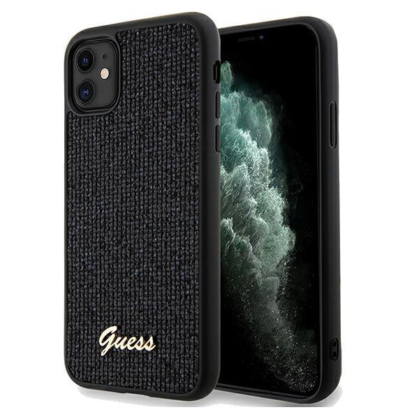 Guess iPhone 11 Skal Disco Script PU Metall Svart | 2353 | AlltMobil