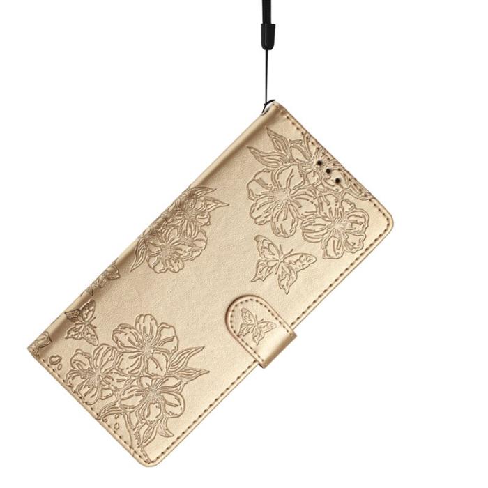 OEM - Mobilskal till Samsung Galaxy S26 Ultra Butterfly Blommönster KonstLäder - Guld