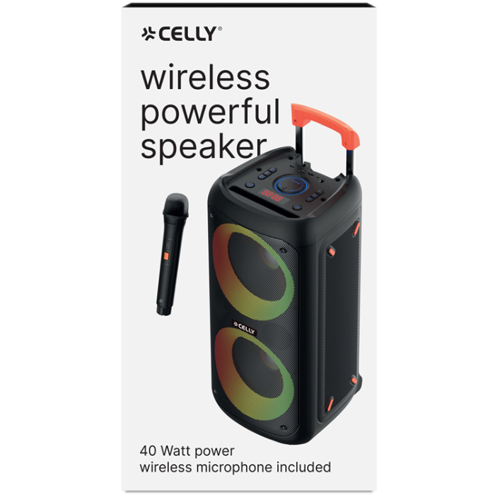 Celly - Celly Partyspeaker 40W + 2 Trådlösa Mikrofoner