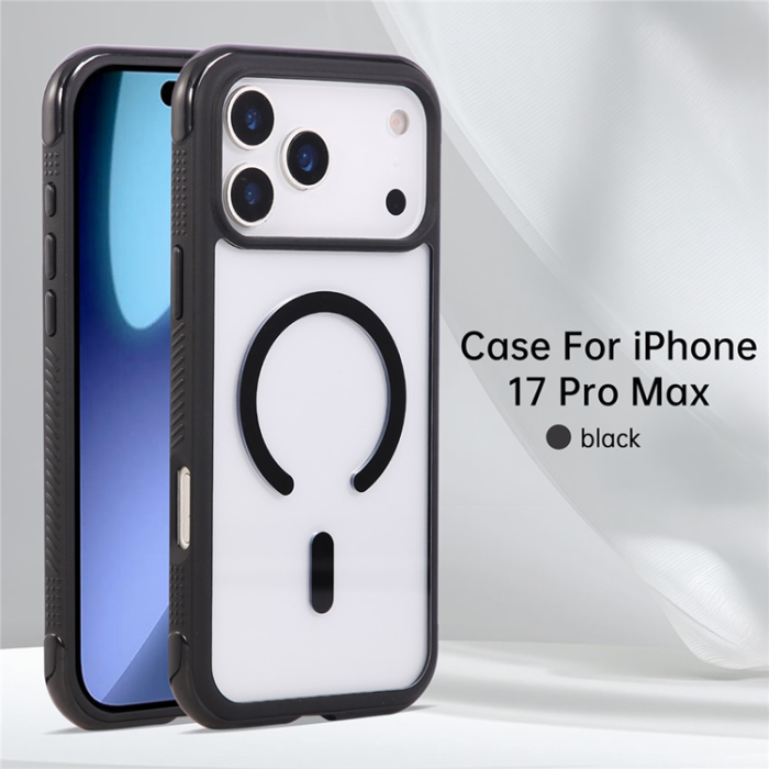 A-One Brand - iPhone 17 Pro Max Mobilskal MagSafe TPU+PC Transparent - Svart