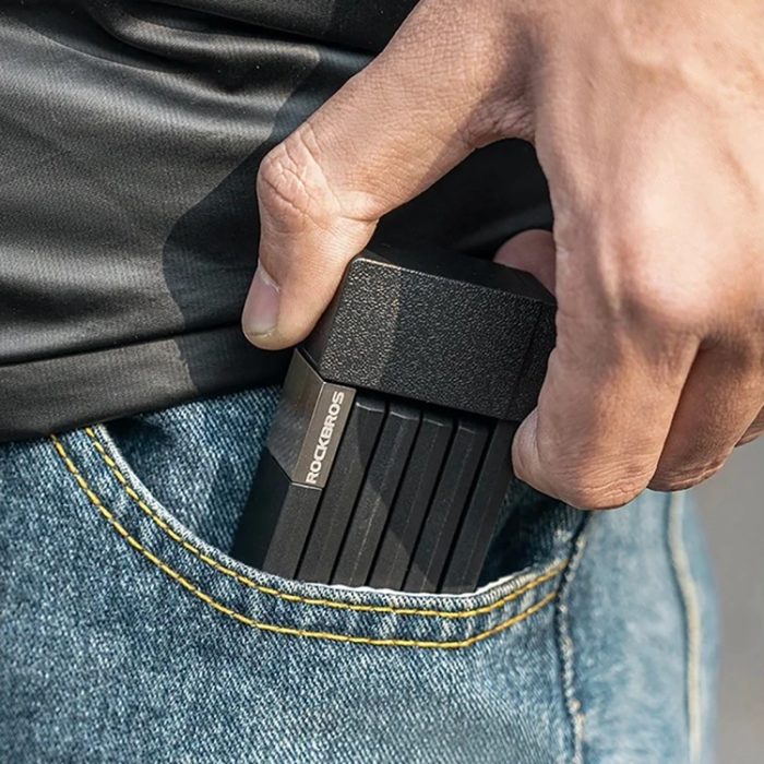 Rockbros - Rockbros Hoppbart Cykellås med Nyckel och Handtag 88 cm - Svart