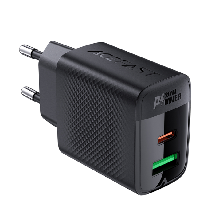 Acefast - Acefast Väggladdare USB-A/USB-C 20W A78 - Svart