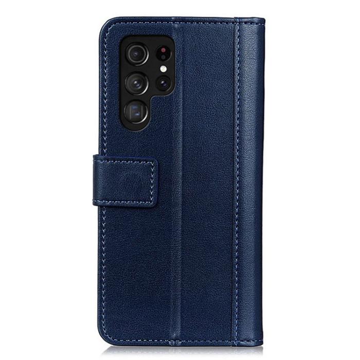 KHAZNEH - KHAZNEH Galaxy S23 Ultra Plånboksfodral Stand Flip PU Läder - Blå