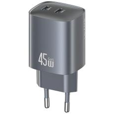 USAMS - USAMS Snabbladdare 45W 2xUSB-C GaN - Tarnish