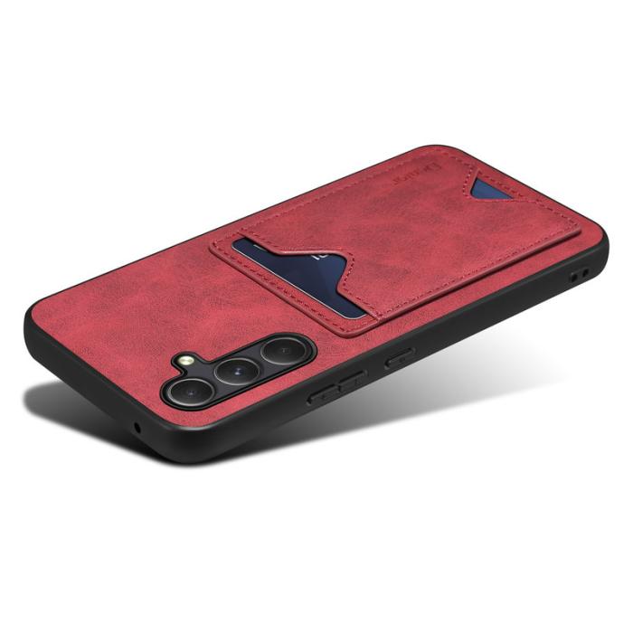 DENIOR - DENIOR Samsung Galaxy S23 FE Fodral Kortfack Ställ - Röd