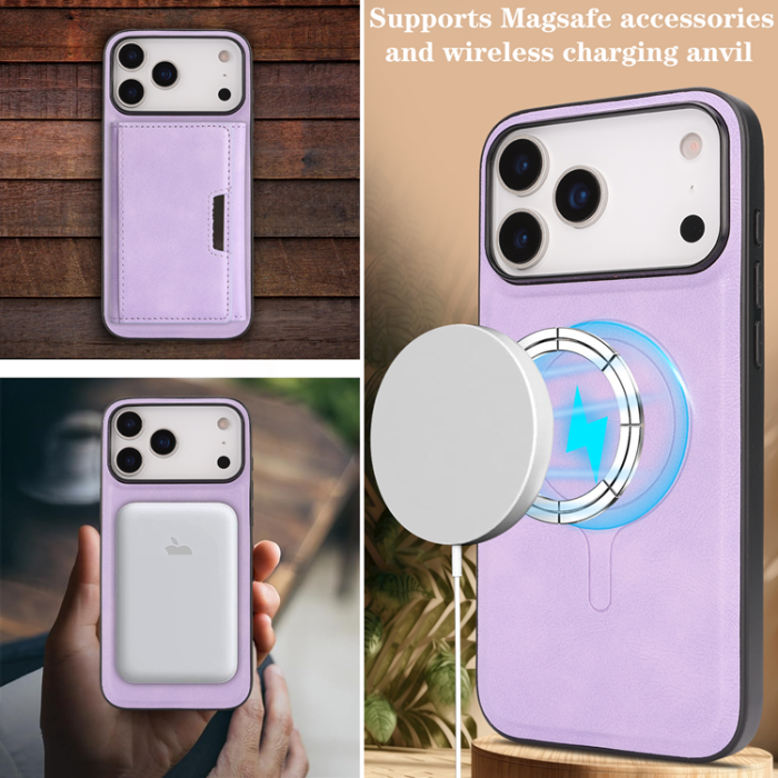 A-One Brand - iPhone 17 Pro Max Mobilskal MagSafe Kickstand Tri-fold Korthållare