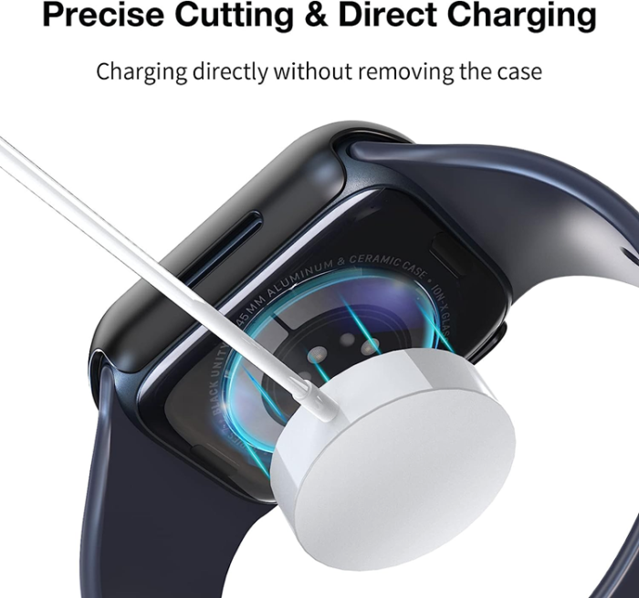 A-One Brand - 2-i-1 Skal med Hädat glas Apple Watch 7/8 (38mm) - Svart