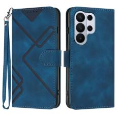 OEM - Samsung Galaxy S26 Ultra Pl&aring;nboksfodral Konstl&auml;der Line Imprinted - Royal Blue