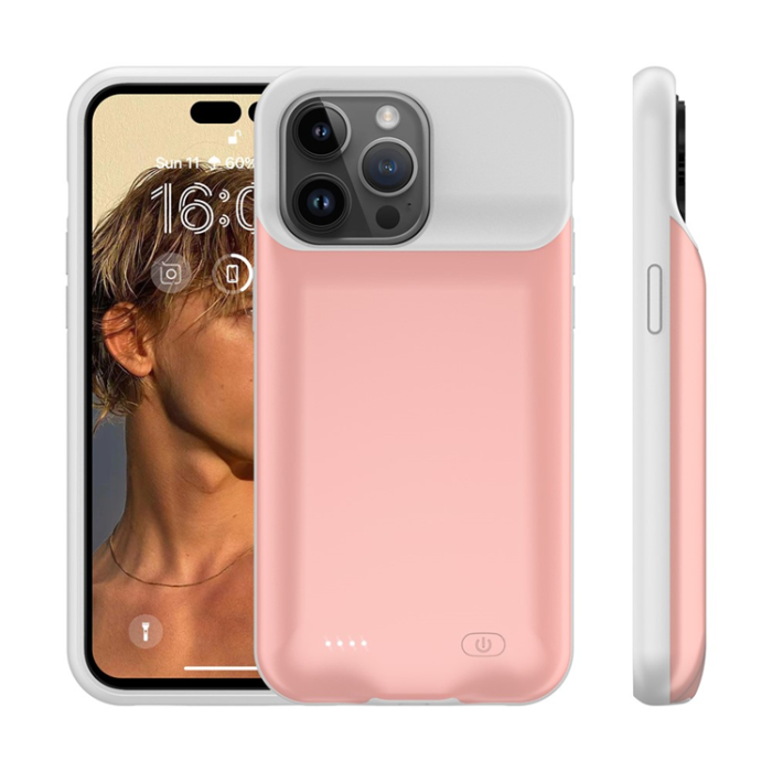 A-One Brand - iPhone 15 Pro Batteriskal 7000mAh - Rosa