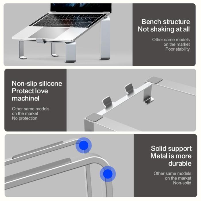 R-JUST - R-JUST Notebook Ställ Aluminium Legering för Laptop Svart