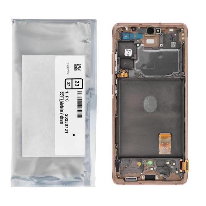 SpareParts - Galaxy S20 FE 4G/5G Skärm med LCD-display Service Pack Orange