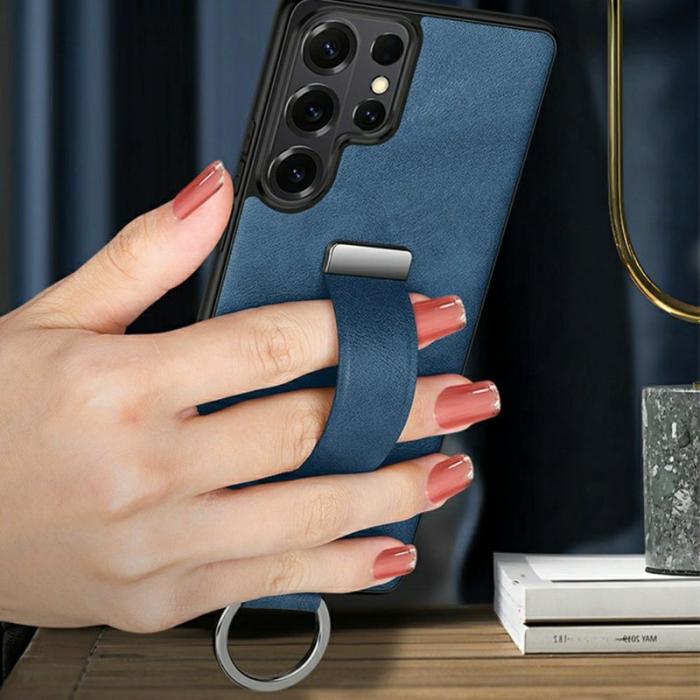 SULADA - Sulada Mobilskal för Samsung Galaxy S26 Ultra Kickstand Konstläder - Blå